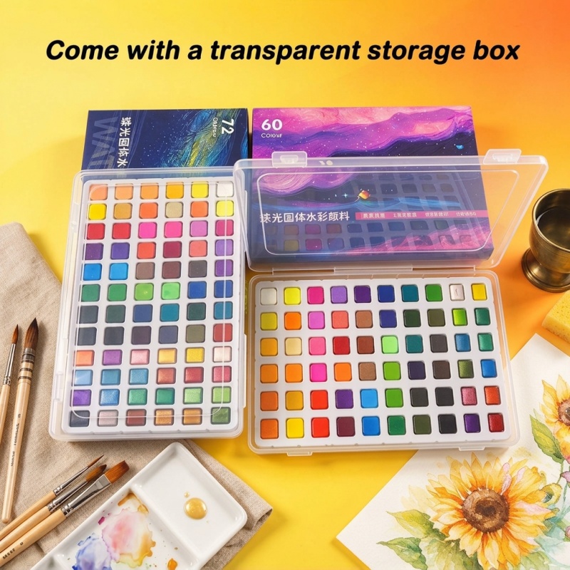 Solid & Pearlescent Watercolor - Watercolor Paint Set Solid Pigment 评论和价格