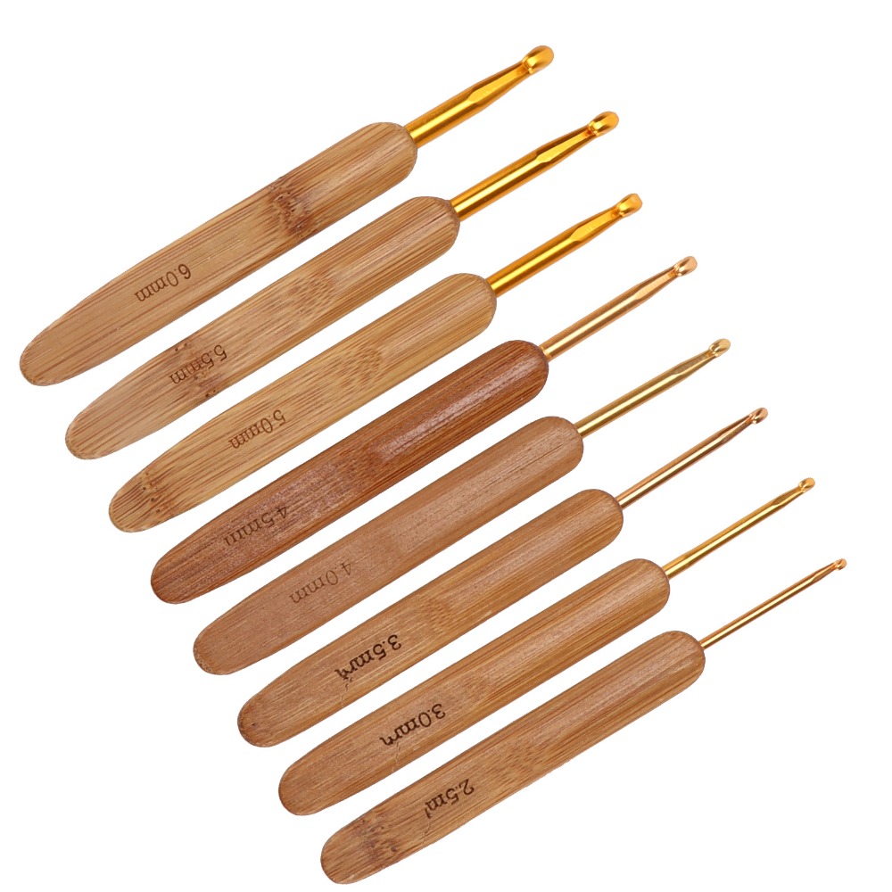 8pcs 2.5-6mm Sizes Crochet Hoo - Wooden Crochet Hooks Ergonomic Handle 评论和价格