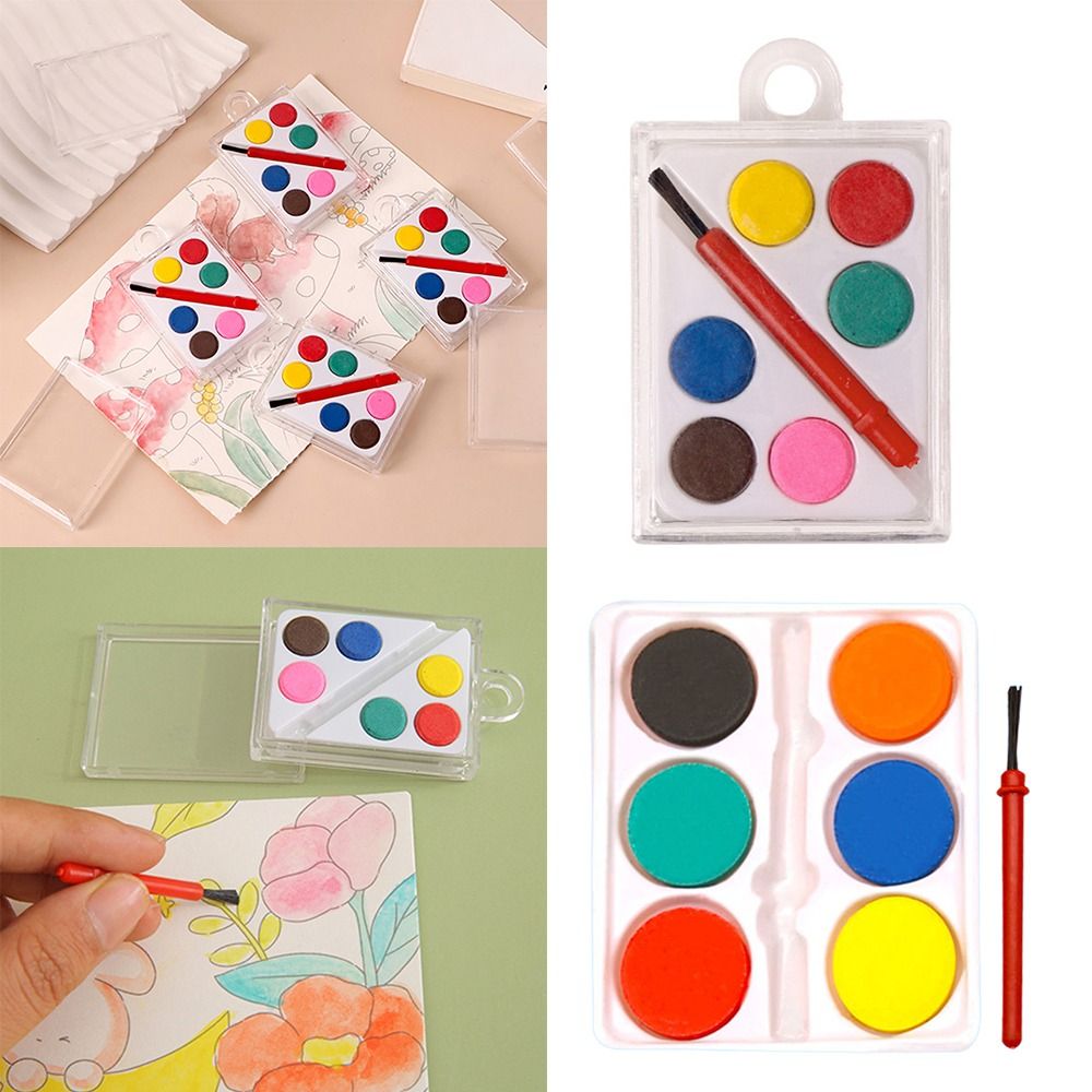 Portable with Painting Brush W - Watercolor Paint Set Solid Pigment 评论和价格