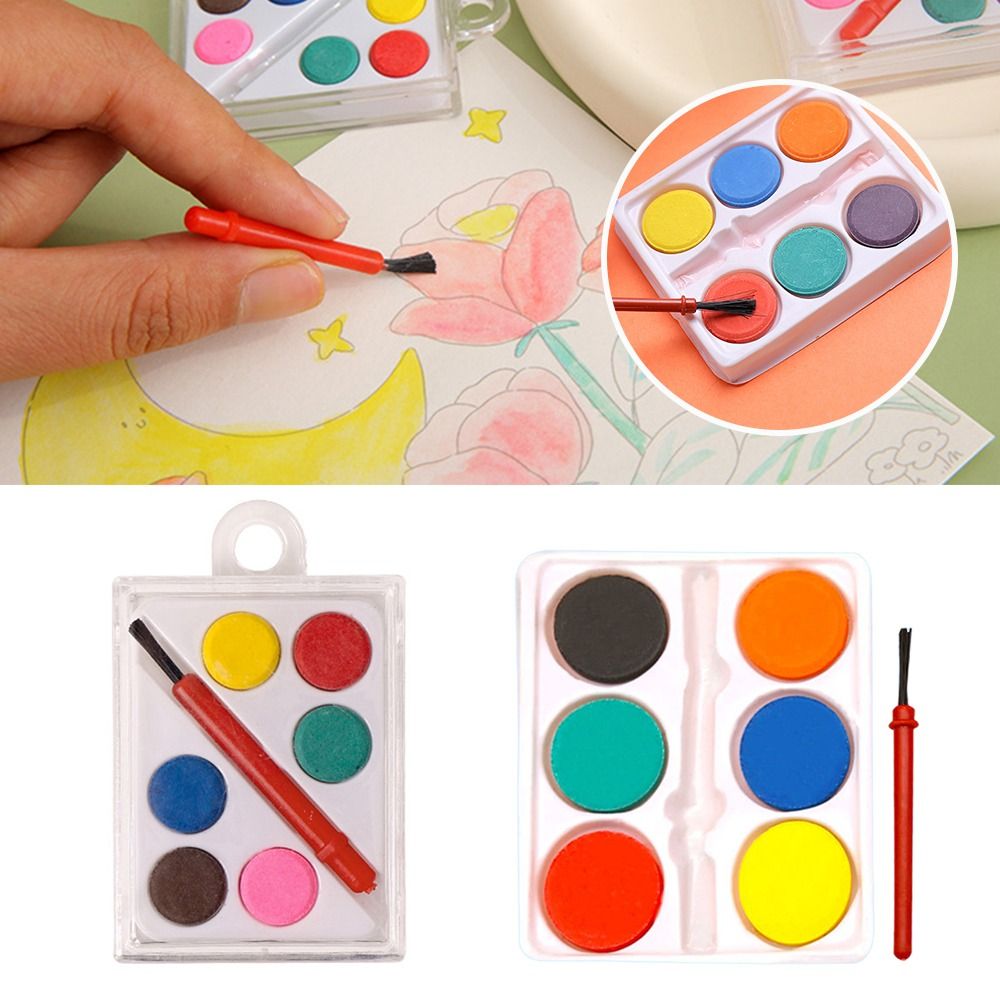 Portable with Painting Brush W - Watercolor Paint Set Solid Pigment 评论和价格