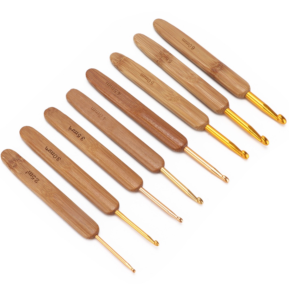 8pcs 2.5-6mm Sizes Crochet Hoo - Wooden Crochet Hooks Ergonomic Handle 评论和价格