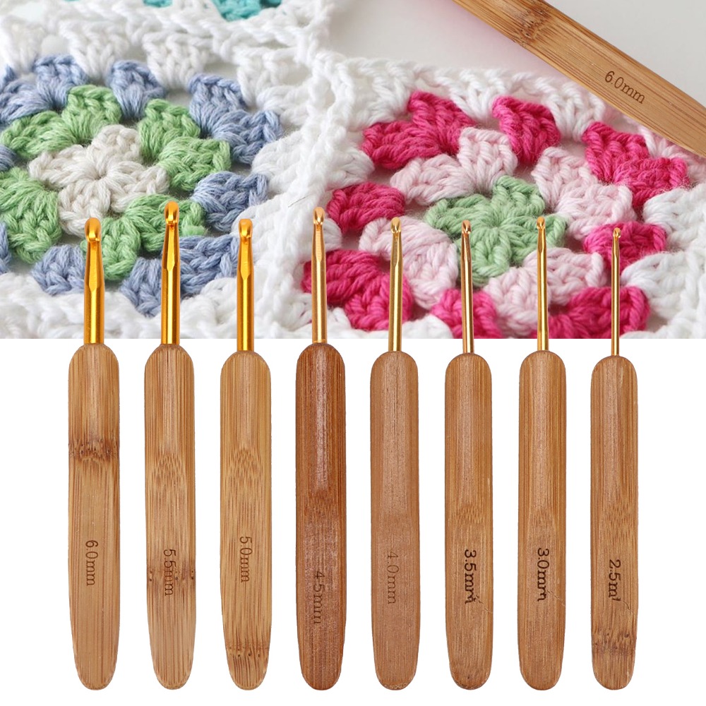 8pcs 2.5-6mm Sizes Crochet Hoo - Wooden Crochet Hooks Ergonomic Handle 评论和价格