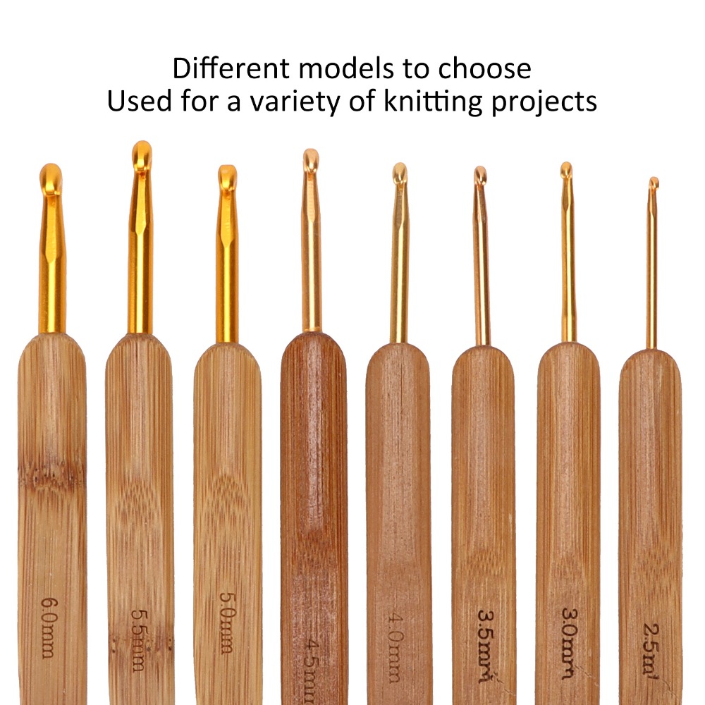 8pcs 2.5-6mm Sizes Crochet Hoo - Wooden Crochet Hooks Ergonomic Handle 评论和价格