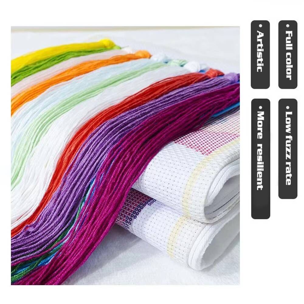 HUACAN Cross Stitch Kits Rose  - Cotton Embroidery Thread Skeins 评论和价格
