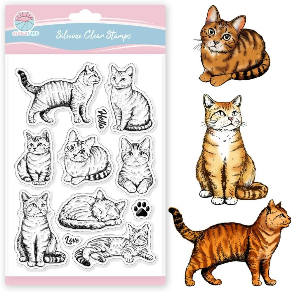 Cat Clear Stamps Realistic Cat - Clear Silicone Stamps For Card Making 评论和价格