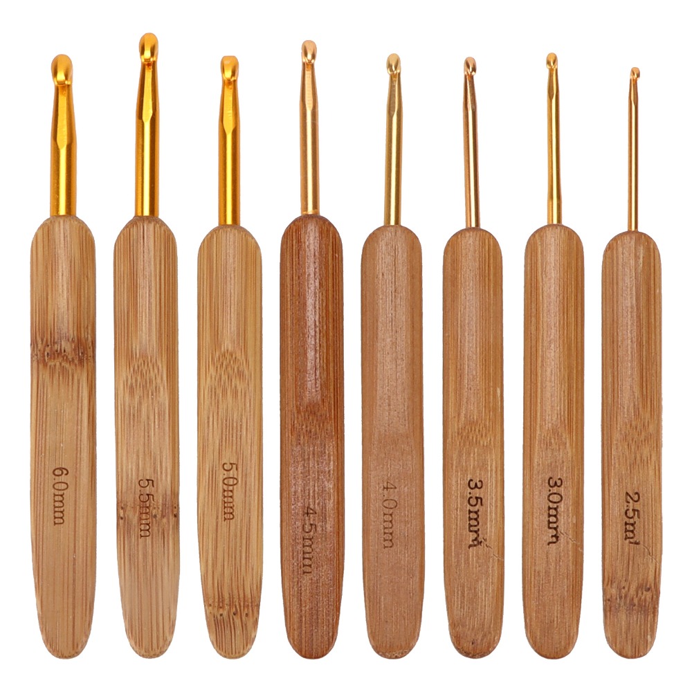 8pcs Ergonomic 2.5-6mm Sizes C - Wooden Crochet Hooks Ergonomic Handle 评论和价格