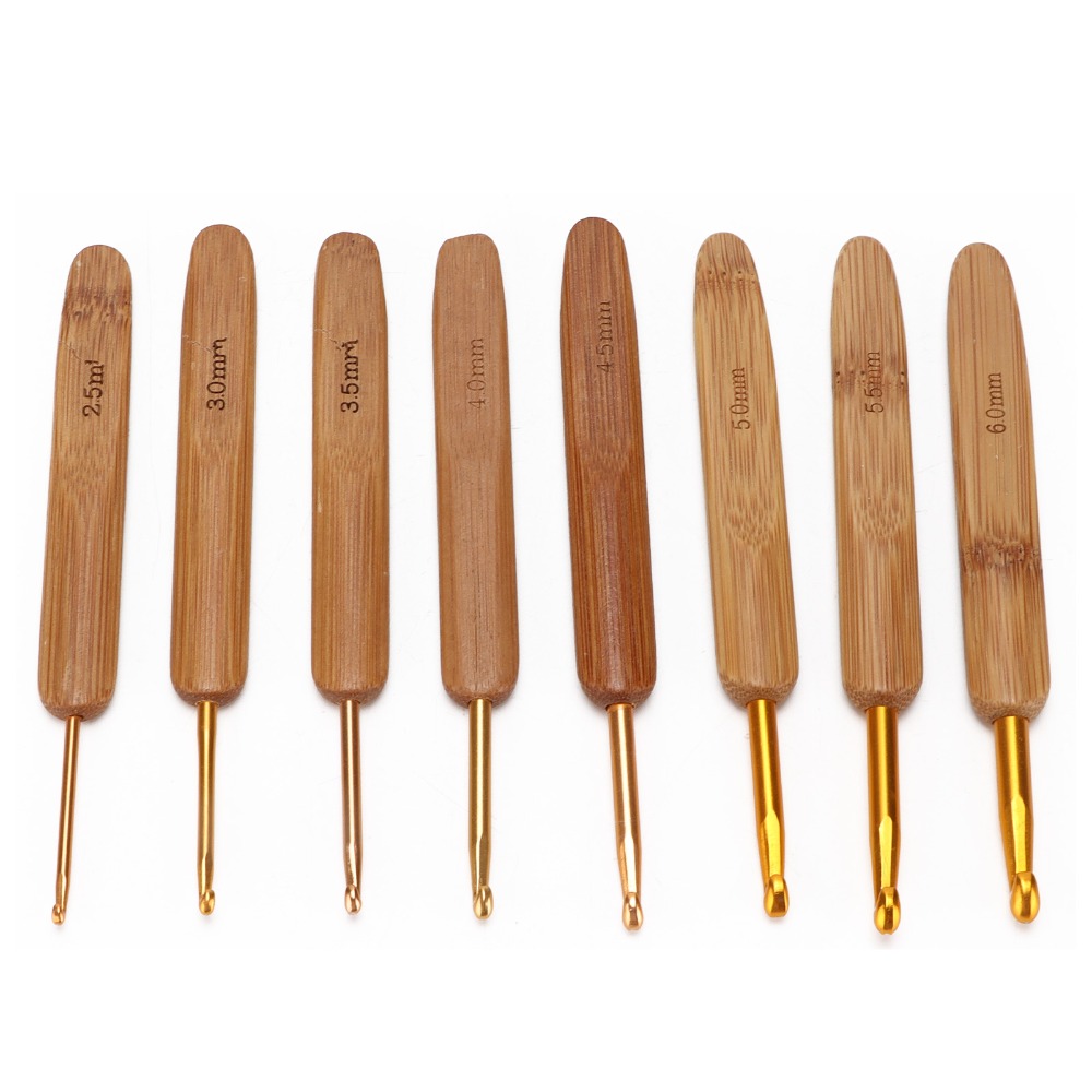 8pcs Ergonomic 2.5-6mm Sizes C - Wooden Crochet Hooks Ergonomic Handle 评论和价格