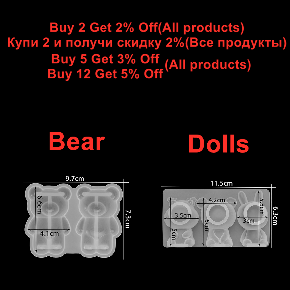 3D Cartoons Animal Doll Silico - Silicone Epoxy Resin Molds Set 评论和价格