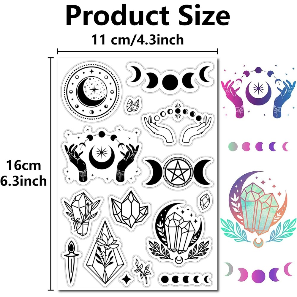 Moon Phase Crystal Rubber Stam - Clear Silicone Stamps For Card Making 评论和价格